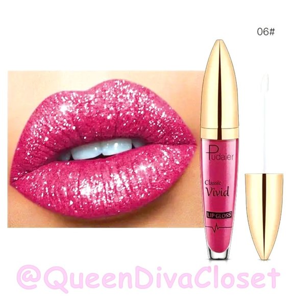 Lux Matte Magenta Fuchsia Pink #06 Lasting Glitter Gloss Liquid Lipstick Tint - Picture 1 of 4